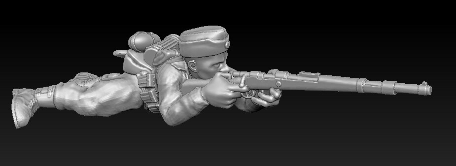 German Soldier Prone  - 1/56 Scale