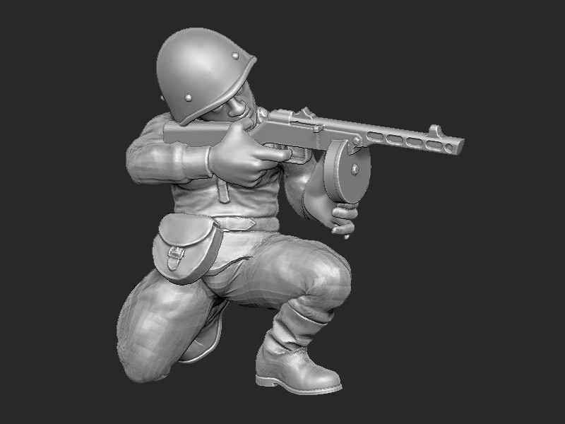 Soviet Soldier with PPSH-41 002 - 1/48 Scale