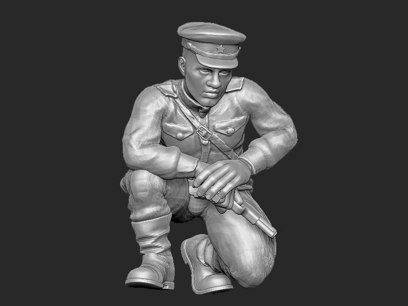Soviet Officer Crouching - 1/48 Scale
