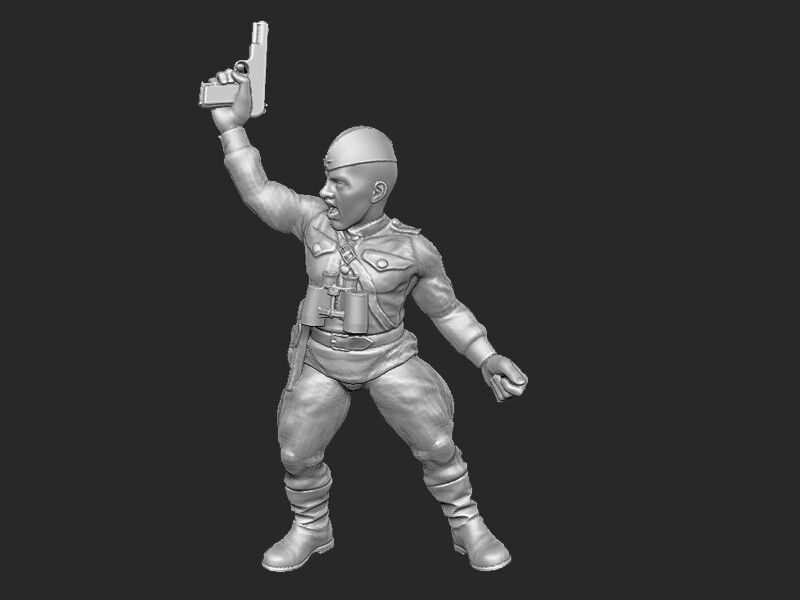 Soviet Officer Attack Pose - 1/48 Scale