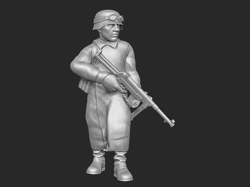 German Motorbiker with MP40 (2)  - 1/56 Scale