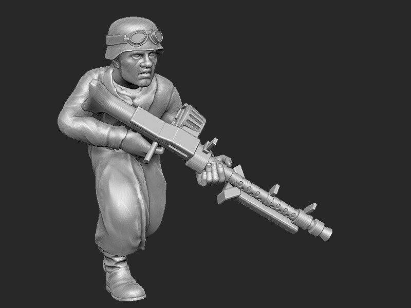 German Motorbiker with MG34  - 1/56 Scale
