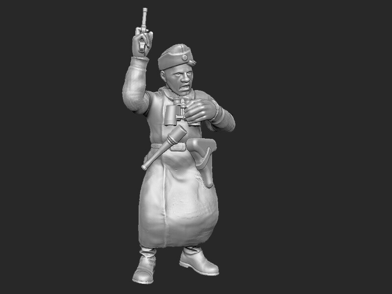 German Motorbiker with Luger  - 1/56 Scale