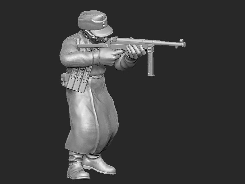 German Motorbiker with MP40  - 1/56 Scale