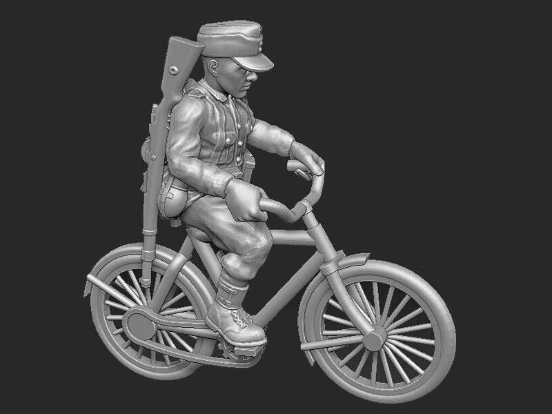 German on Bike  - 1/56 Scale