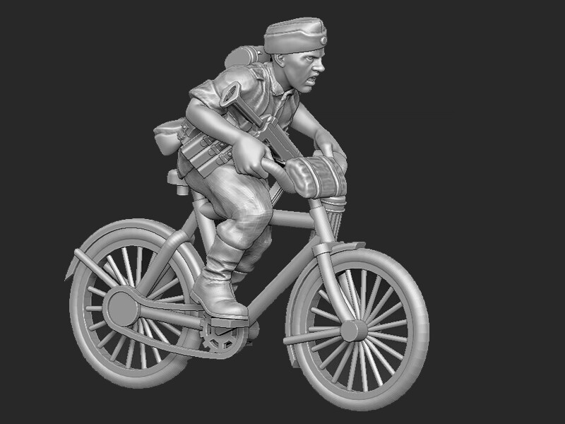 German on Bike (5)  - 1/56 Scale