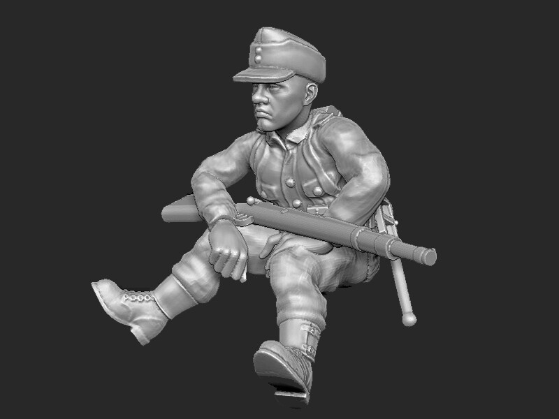 German Soldier Sitting  - 1/56 Scale