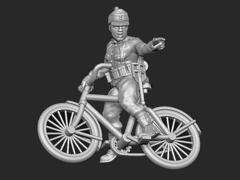 German on Bike (2)  - 1/56 Scale