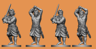 Indian with 2 Handed Swords Regiment with Command Pack (28mm)