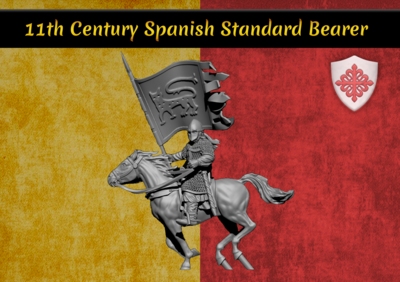 Spanish Standard Bearer on Horse Pack (28mm)