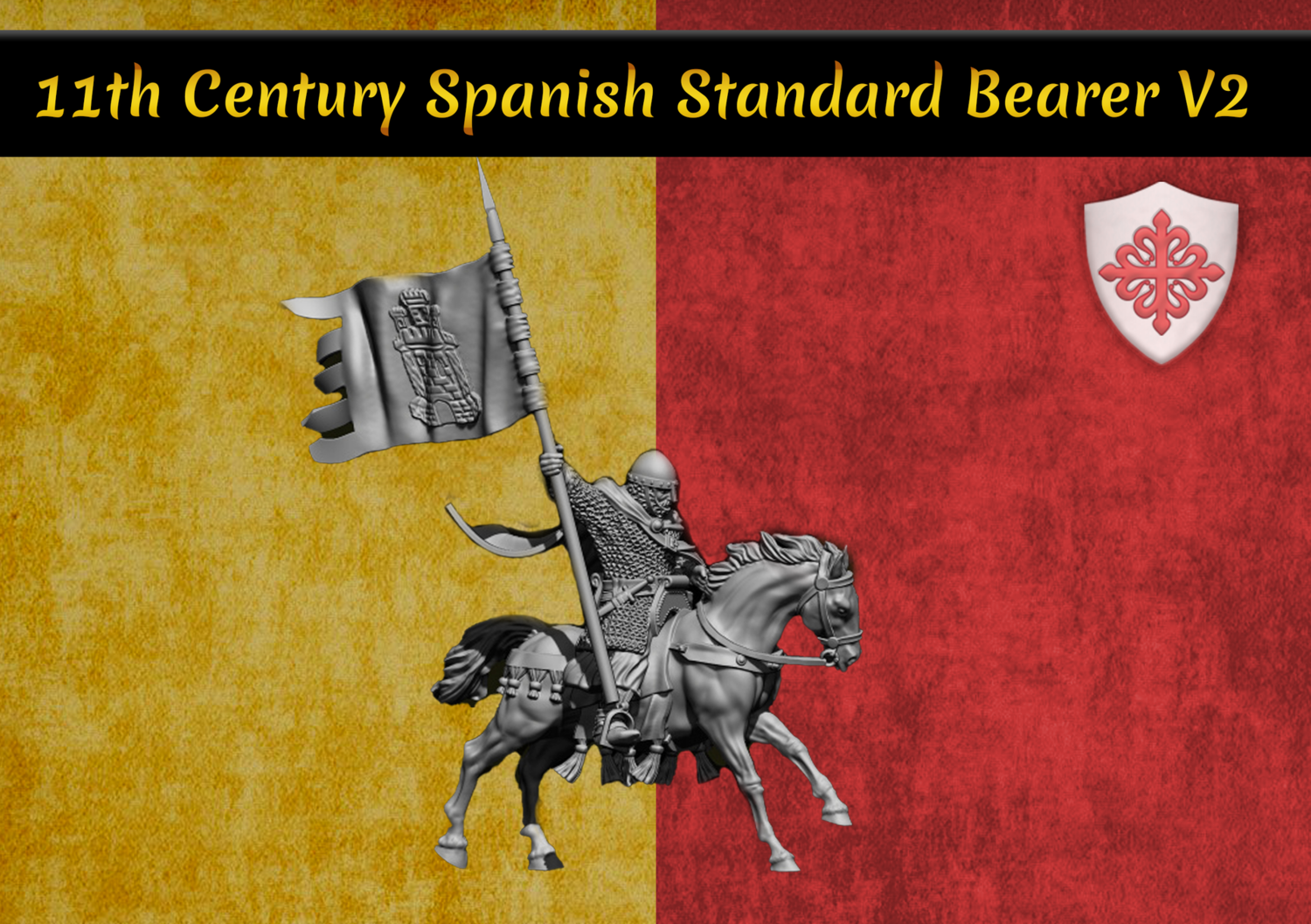 Spanish Standard Bearer V2 on Horse Pack (28mm)