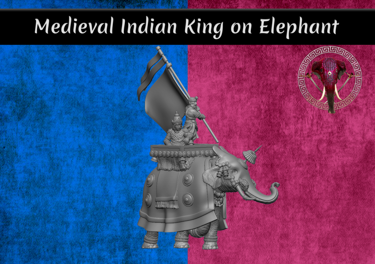 Medieval Indian King on Elephant Pack (28mm)