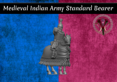 Medieval Indian Army Standard Bearer on Horse (28mm)