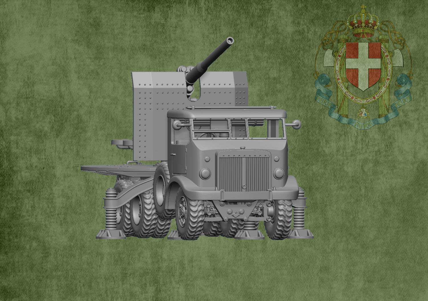 Breda 52 with 90-53 Self-Propelled Gun Truck  - 1/56 Scale