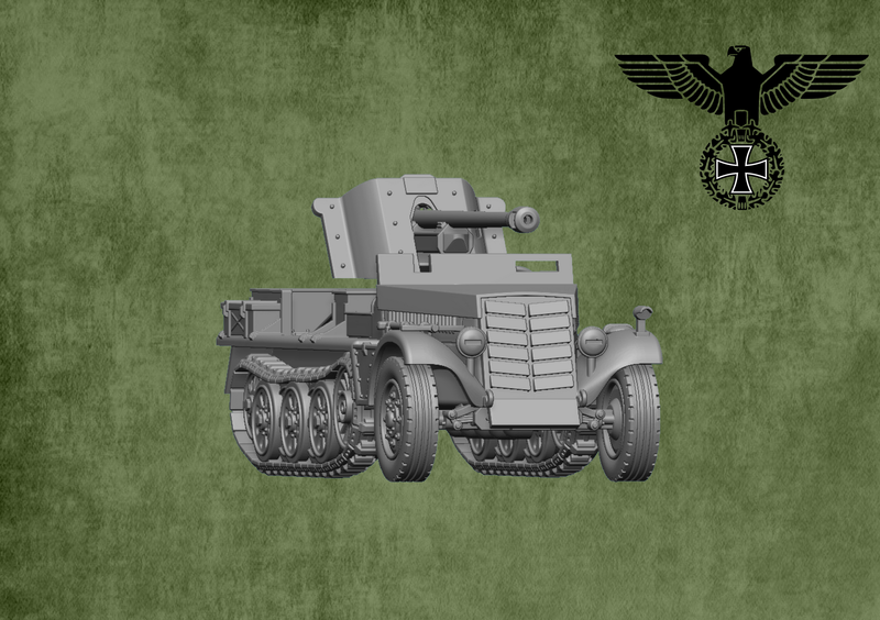 Sd.Kfz.10-5 with Armour and 5cm PAK 38 - 1/56 Scale