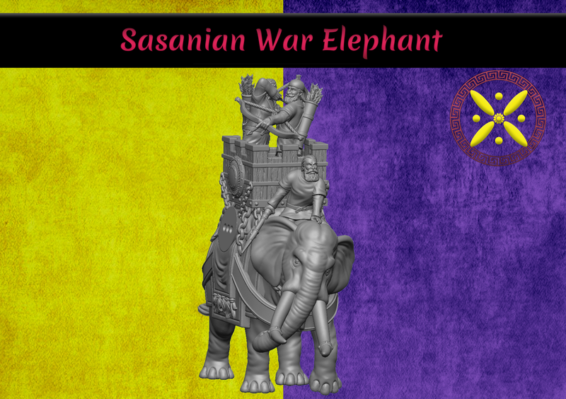 Sasanian War Elephant with Crew Pack 4 (28mm)