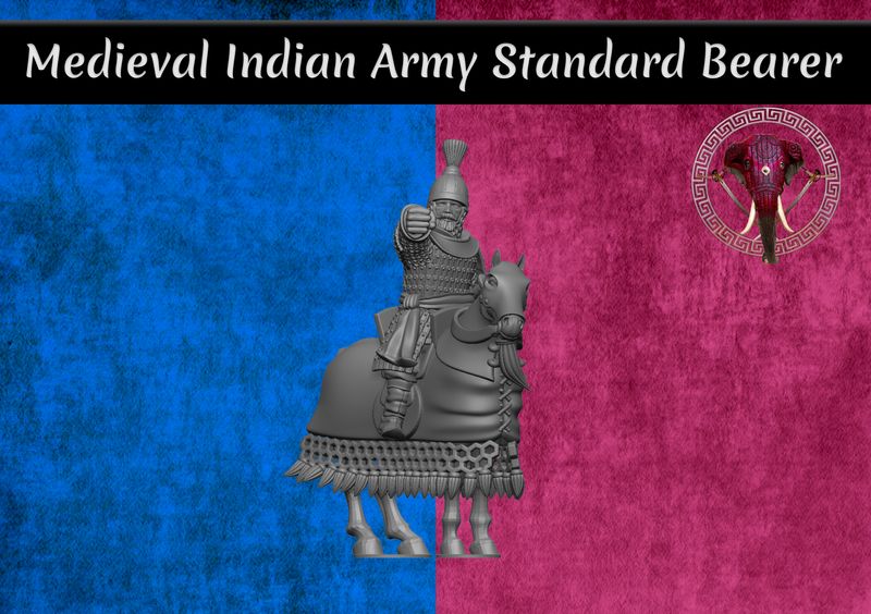 Medieval Indian Army Standard Bearer on Horse (28mm)