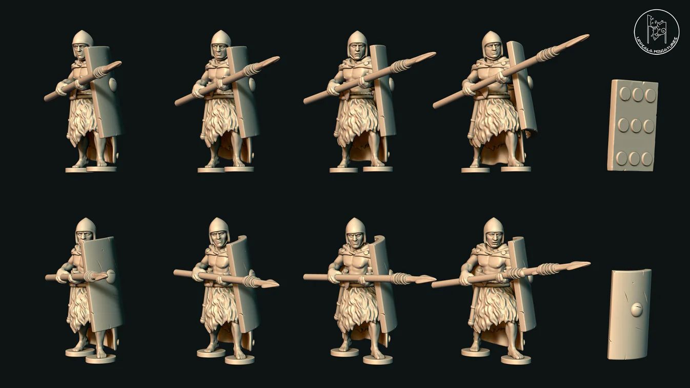 Sumerian Warriors At Ready with Long Spears in Fur