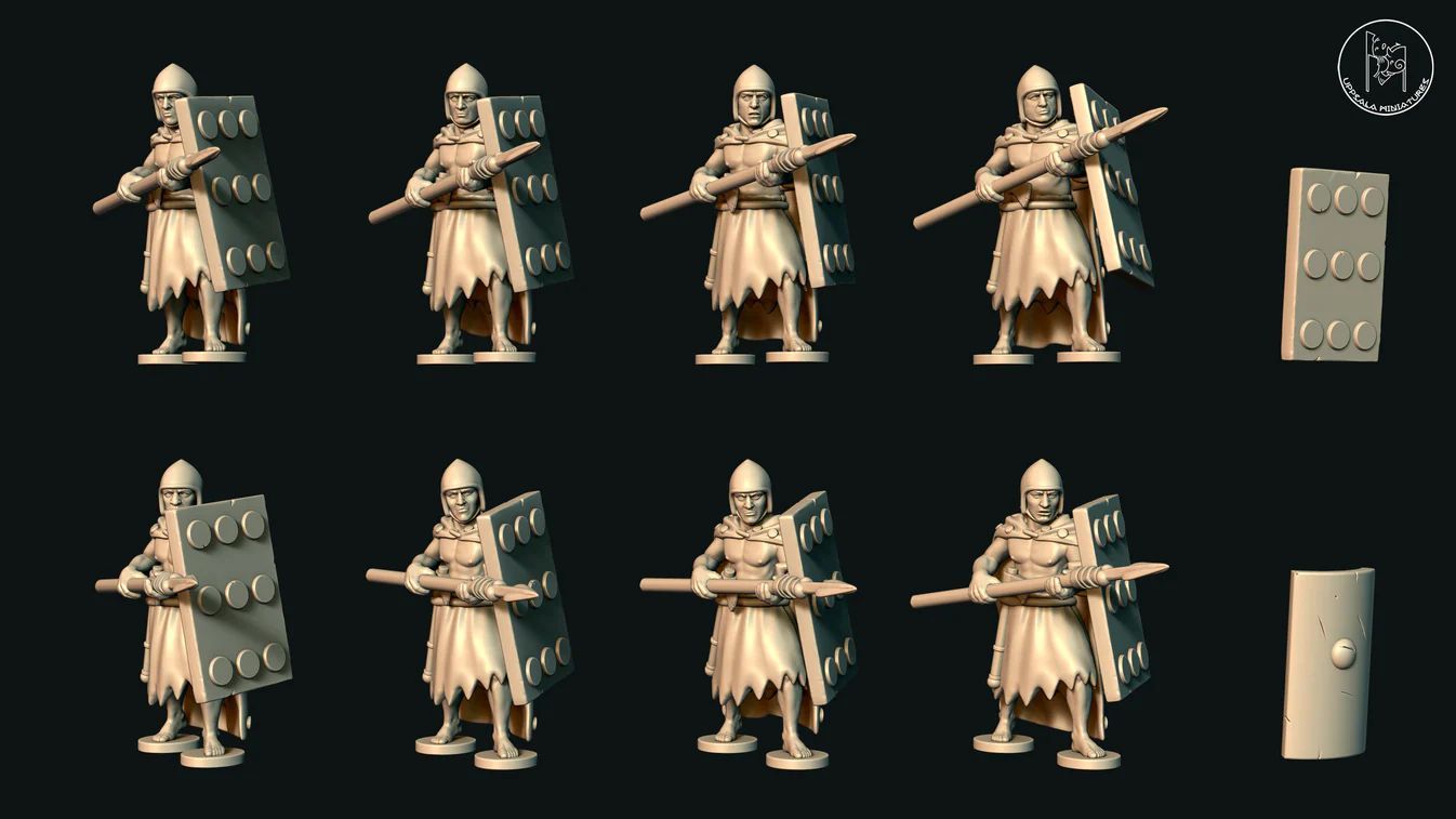 Sumerian Warriors At Ready with Short Spears