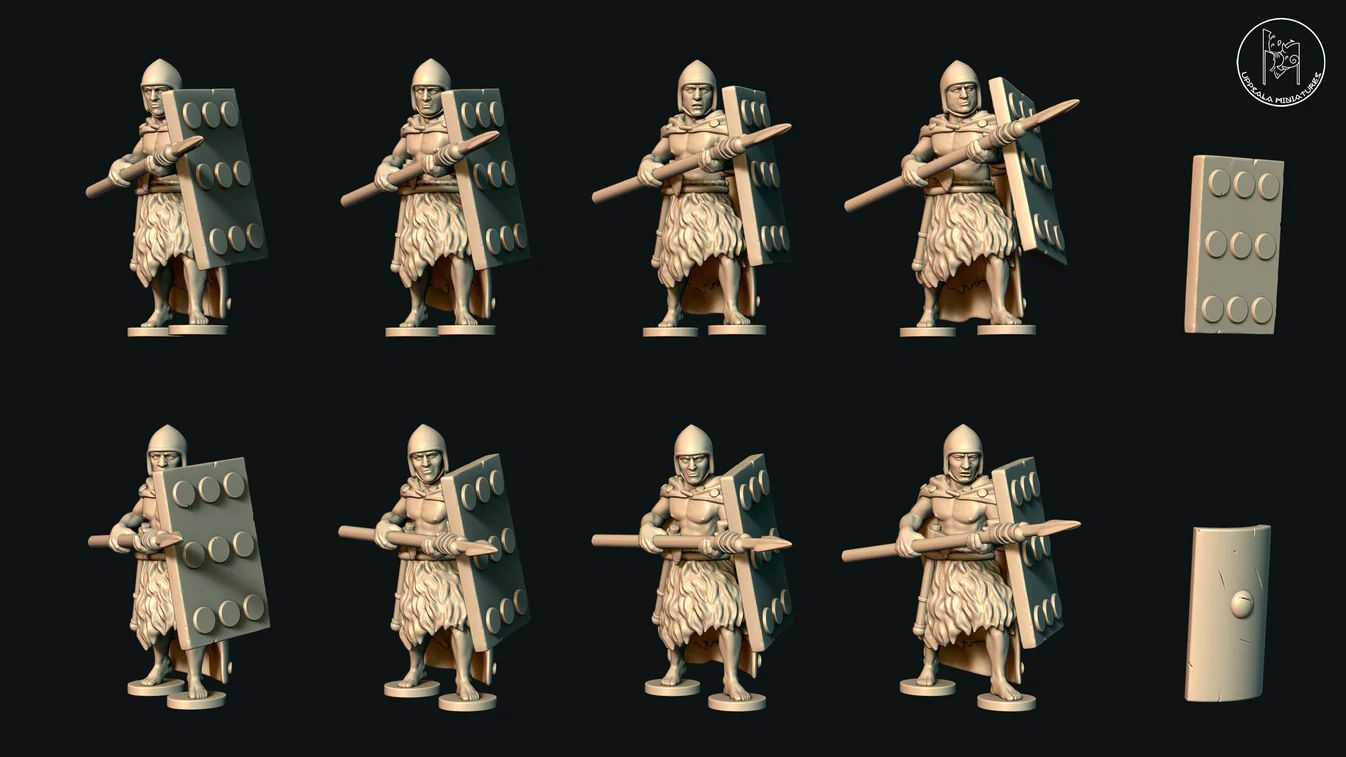 Sumerian Warriors At Ready with Short Spears in Fur