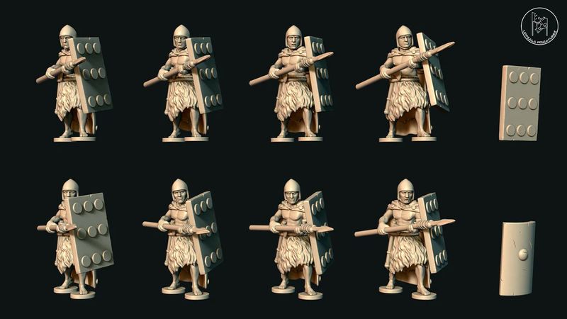 Sumerian Warriors At Ready with Short Spears in Fur