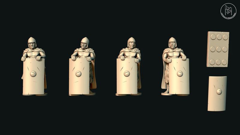 Sumerian Warriors with Shields in Fur