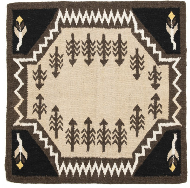 Tapis navajo WESTRIDE by Franck Perret &quot;Sioux&quot; Couleur : brun/beige, Taille : 86 x 91 cm