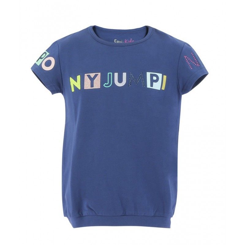 Sellerie Equideal à Saint-Dié 
T-shirt enfant à manches courtes. Marquages &quot;PONY JUMPING&quot; sur l&#39;avant et les manches.
CARACTÉRISTIQUES :
- coupe droite
- col rond
- finition bas de t-shirt avec élastique