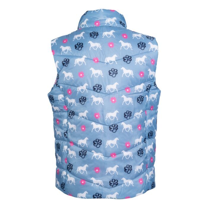 Sellerie Equideal à Saint-Dié
Doudoune sans manches pour enfants, doudoune de couleur bleu ciel avec motif chevaux.