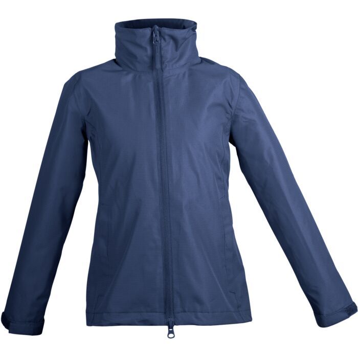 Sellerie Equideal à Saint-Dié 
Veste imperméable en matière respirante, avec capuche intégrée, fermeture à glissière réversible, coutures thermosoudées
- respirabilité: 3.000 ml par m²/24 heures
- colonne aquicole 3.000 mm
- 100% polyester
