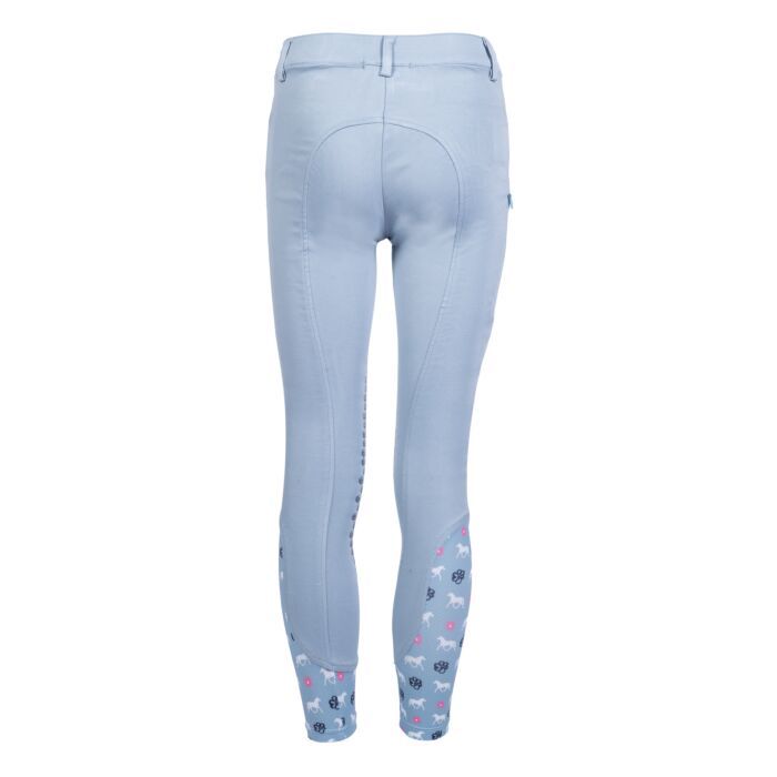 Sellerie Equideal à Saint-Dié
Un pantalon d&#39;équitation pour filles de 2 ans à 13 ans HKM Sport modèle BRIA.
Toujours ses jolis détails girly qui se marieront à la perfection avec les articles de la collection 
Broderie cheval sur la poche avant gauche.
Tissu élastiqué avec motifs petits chevaux et fleurs au niveau des chevilles.
Empiècement en silicone en forme de petites fleurs au niveau des genoux.
Un élastique de réglage au niveau de la ceinture pour maintenir le pantalon d&#39;équitation
Deux poches.
Passants de ceinture.