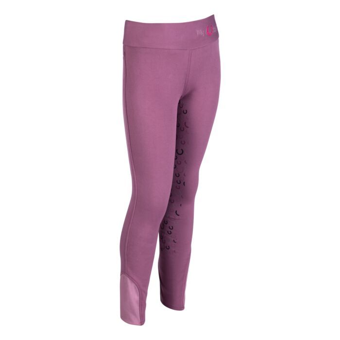 Sellerie Equideal à Saint-Dié 
Leggings HKM modèle Alva. Leggings tailles enfants jusqu&#39;à 146 avec ceinture élastique. Leggings haute tenue en chaleur, bas de jambes en lycra.

