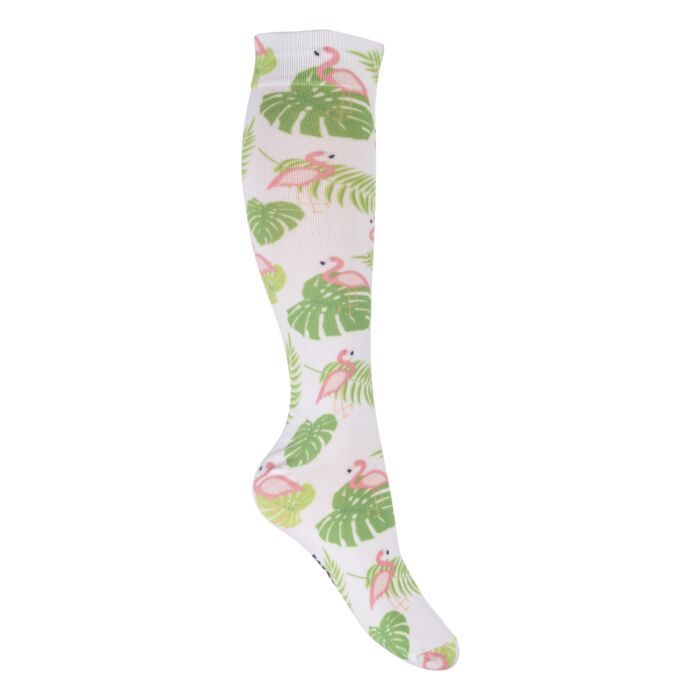 Chaussettes équitation HKM modèle Arizona, motif flamant rose rose et vert
Sellerie Equideal à Saint-Dié 