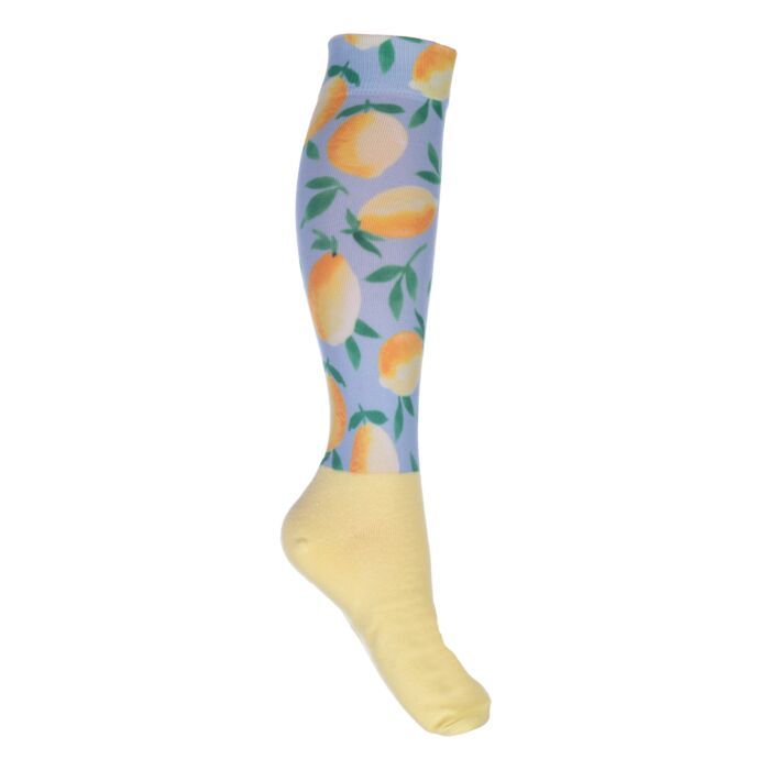 Sellerie Equideal 
Chaussettes HKM modèle Essential, chaussettes d&#39;été légères, avec motif citron, de couleur bleu et jaune
