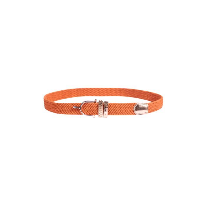 Sellerie Equideal, Saint-Dié
ceinture HKM élastique orange, bouclerie éperon