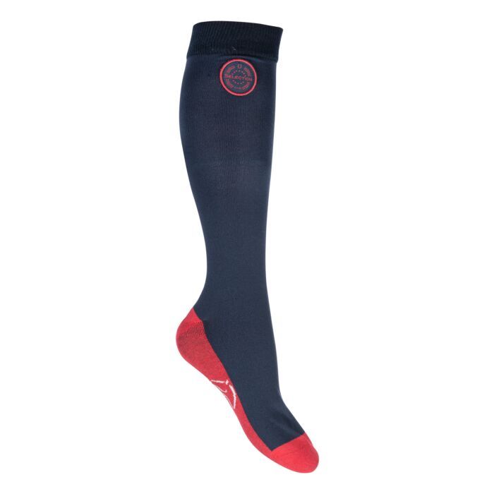 Sellerie Equideal 
Chaussettes hkm modèle Aruba, de couleur bleu marine et rouge 