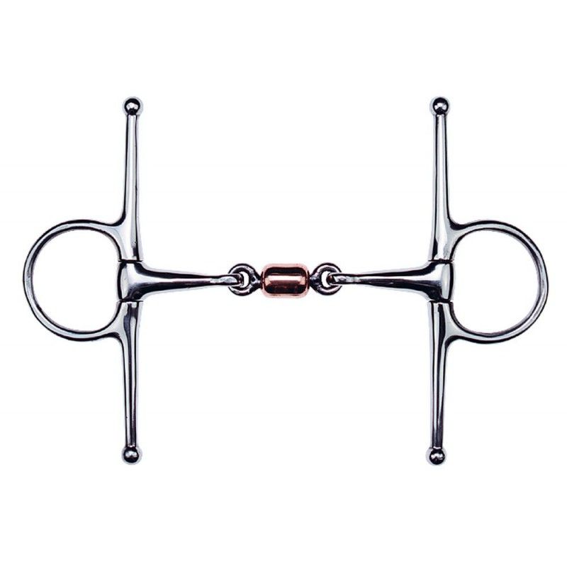 Sellerie Equideal à Saint-Dié 
Mors à aiguille FEELING modèle à roulette.​
En inox avec roulette centrale en cuivre.
Epaisseur du canon : 11 mm, Longueur des branches : 180 mm, Canons : pleins