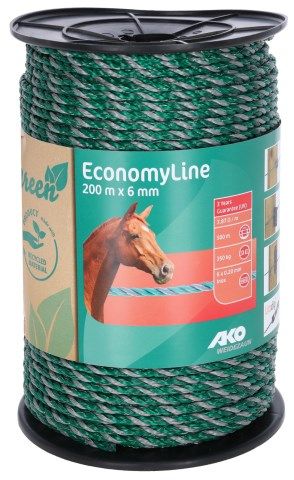 Sellerie Equideal à Saint-Dié 
Cordelette de clôture EconomyLine 200m​
plastique de matériau recyclé d’une qualité identique aux produits standards
pour clôtures courtes et de parcellement
conditionnement durable et respectueux des ressources