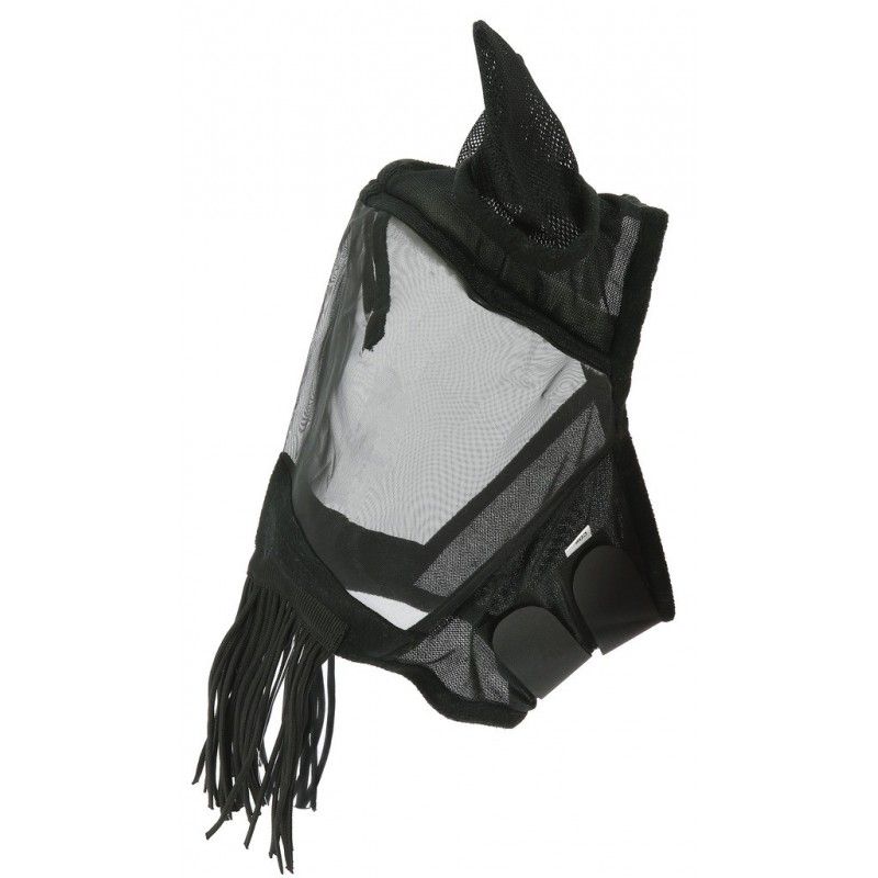 Sellerie Equideal à Saint-Dié 
Masque Equithème anti mouches à franges.
- Protection des yeux par un filet en maille RipStop (protection UV 60%) et des oreilles par un tissu mesh.
- Bordures doublées polaire et confort supplémentaire avec le frontal en mouton synthétique.
- Fermeture élastiquée sous la tête et bandes auto-agrippantes.
- Protection anti-UV.
Composition : polyester/P.V.C.