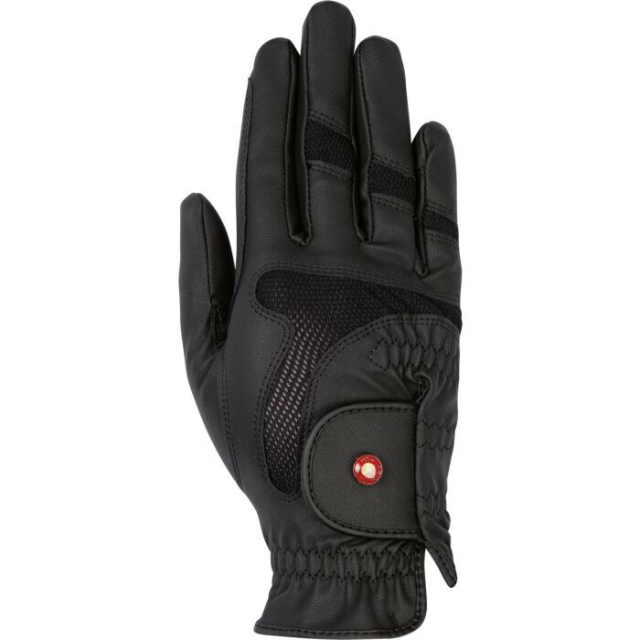 Sellerie Equideal à Saint-Dié 
Gants Professionnal Air Mesh de HKM sont souples et légers en cuir synthétique.
Les poignets sont élastiqués et munies d&#39;une fermeture par bande velcro, ornée d&#39;un faux bouton pression au coloris rouge contrastant.
Pour un plus grand confort ces gants sont conçus avec des empiècements respirant en maille nid d&#39;abeille (mesh).
