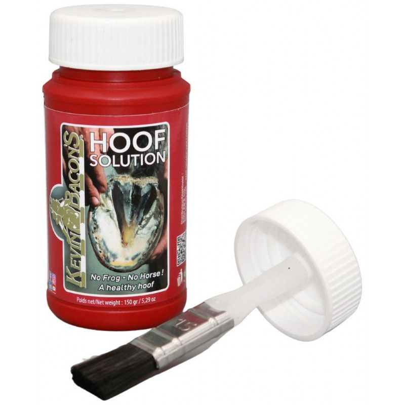 Sellerie Equideal à Saint-Dié 
Huile pour fourchette Kevin Bacon&#39;s - Hoof solution.

Pour la sole et la fourchette du sabot nourries et protégées !

- Idéal pour protéger le dessous des pieds de l&#39;humidité et de l&#39;acidité du sol du boxe.

- A appliquer sur pied propre et sec.

- Vivement recommandé pour les fourchettes et les soles ramollies ou fine, sensibles et comportant une forte odeur.

- A renouveler lors de chaque nouvelle pose de ferrure et avant toute pose de silicone.

- Facile d&#39;utilisation et sans gaspillage grâce au pinceau intégré.

Convient à tout type de chevaux, qu&#39;ils soient ferrés ou non, été comme hiver.