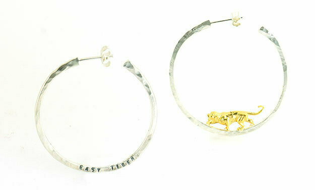 Hoops, gold plated tiger