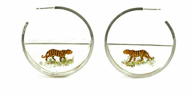 Tiger resin and silver hoops