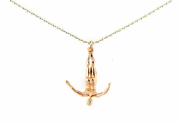 Swan Dive Necklace, Rose Gold Plate