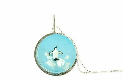 Small penguin disk necklace