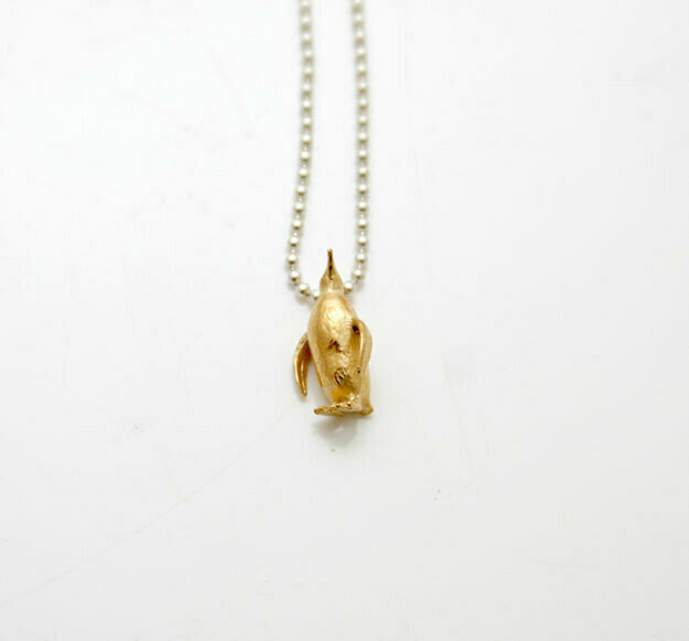 Penguin Necklace (Yellow Gold Plate)