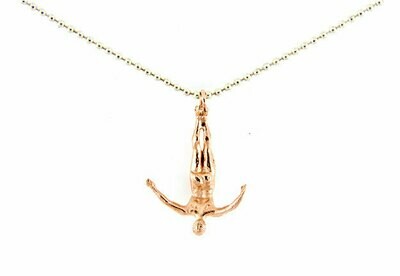 Swan dive necklace, rose gold plate