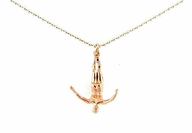 Swan Dive Necklace, Rose Gold Plate