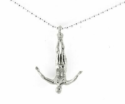 Swan dive necklace, silver