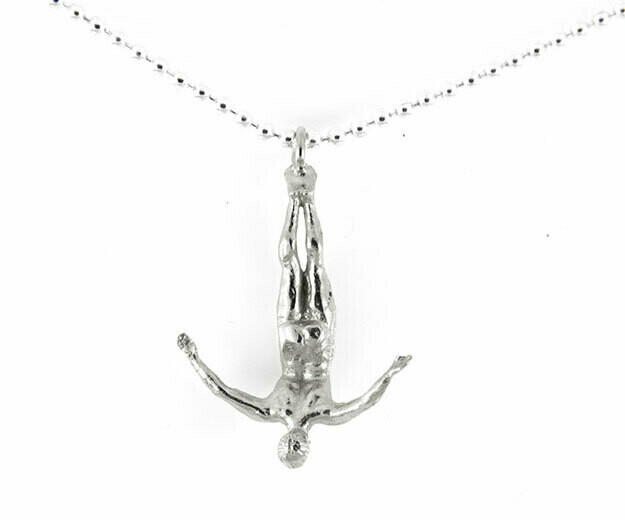 Swan Dive Necklace, Silver